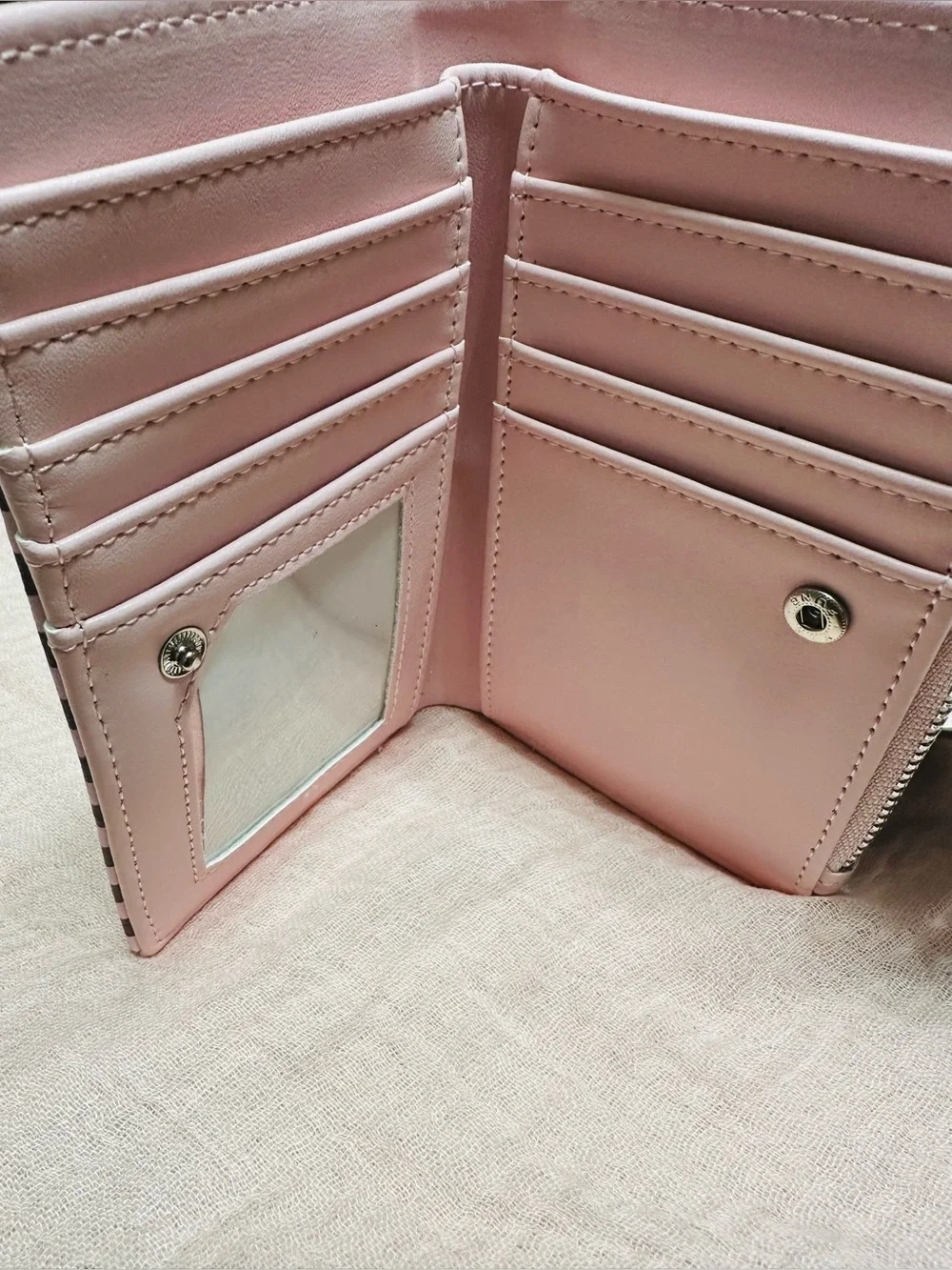 NWT Madden Girl Viral Pink & Brown Striped Dachshund Bifold Wallet
